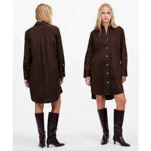 Madewell | NWT |  Y-Neck Relaxed Shirtdress in Dark Carob Brown | Sz XXS